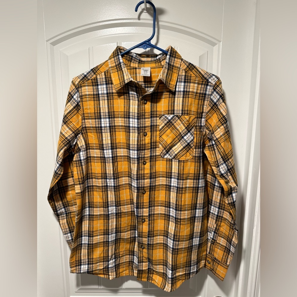 Kids yellow and black plaid Members Mark flannel NWOT!